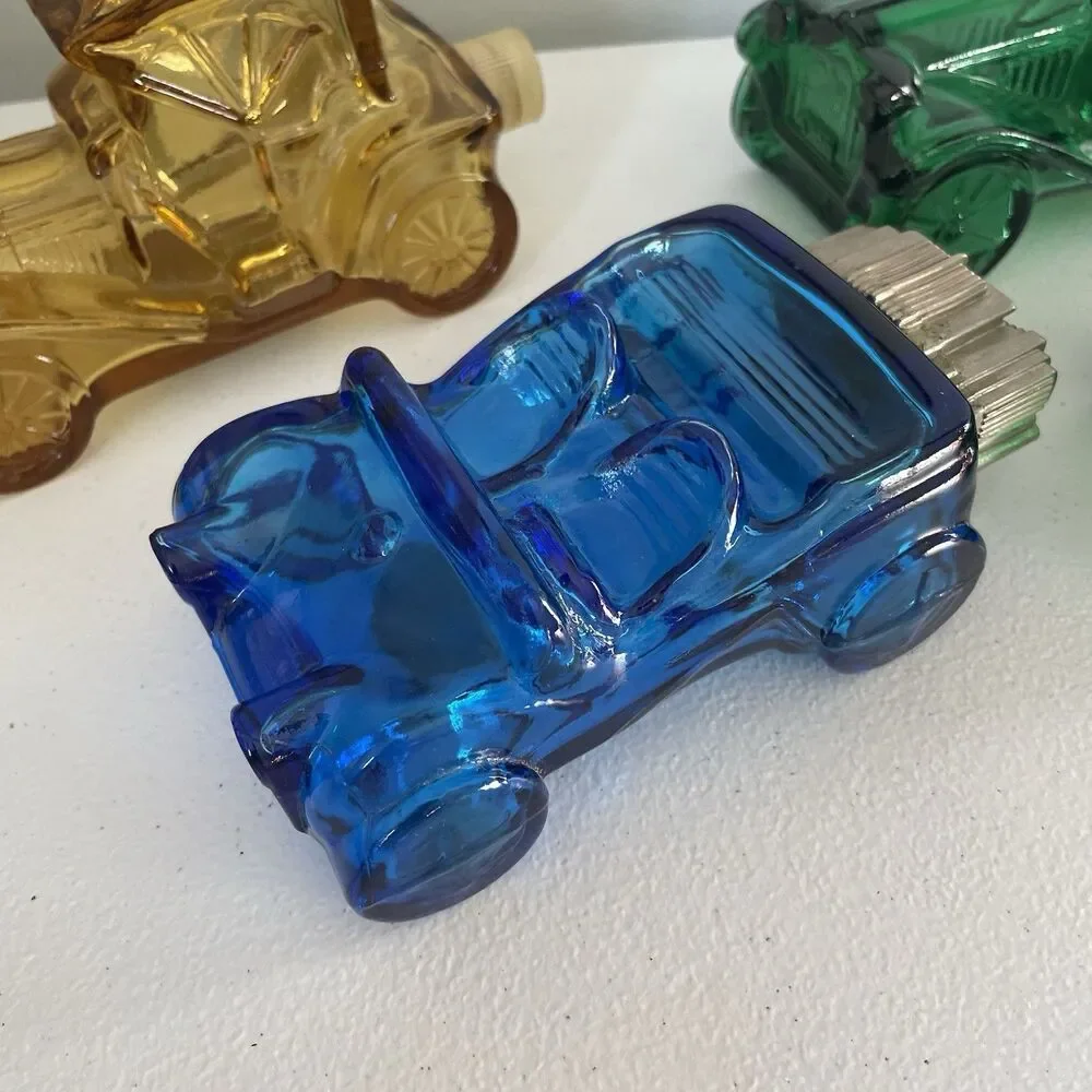 Avon Vintage 1980s Glass Car Decanter Cologne Figural Collector Bottles Lot of 4